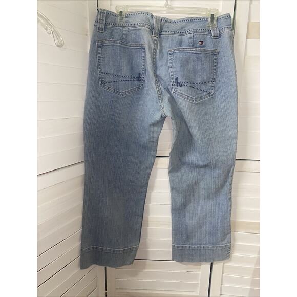 Vintage 90s Y2K Tommy Hilfiger Jeans Women’s 8 Blue Crop Pant Capris Wide Leg - Picture 6 of 8